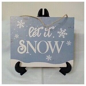 Let It Snow Hanging Wooden Wall Sign Christmas Decor NEW